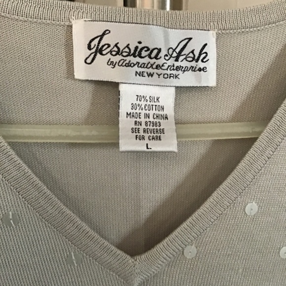 Jessica Ash knit top, size L color light gray - Picture 4 of 6